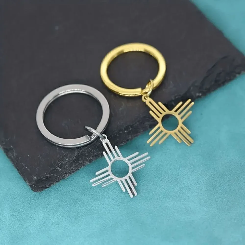 Zia Symbol Gold Keyring Keychain